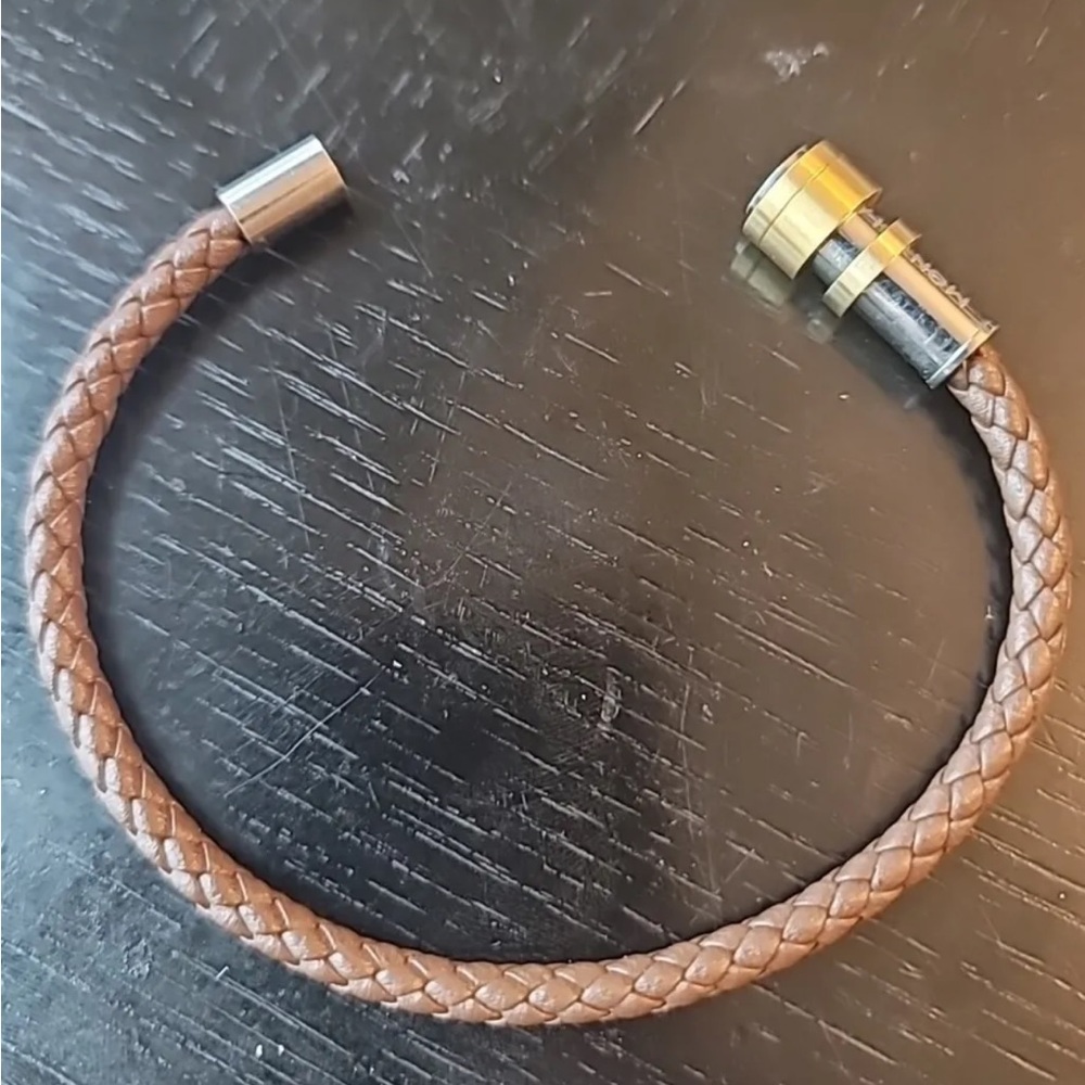 Montblanc brown leather bracelet magnetic clasp